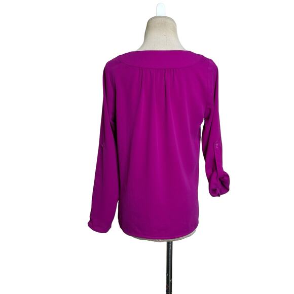 Skies Are Blue fuchsia roll tab sleeves blouse size SP - Picture 10 of 13